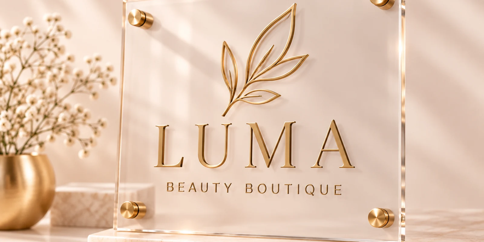 Illustrative acrylic business sign with dimensional lettering